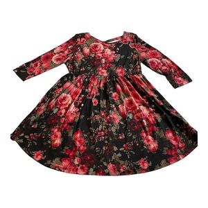 Honeyme - NWOT - Little Black & Red Rose Dress - Size Large
